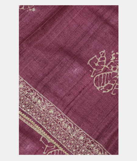 Pink Tussar Embroidery Saree T221602-image