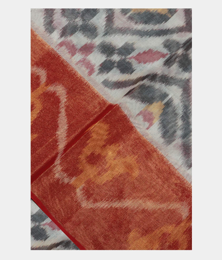 White Pochampalli Silk Cotton Saree T222248-image