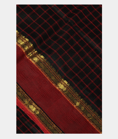 Black Silk Cotton Saree T207296-image