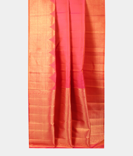 Pinkish Orange Handwoven Kanjivaram Silk Saree T2178392