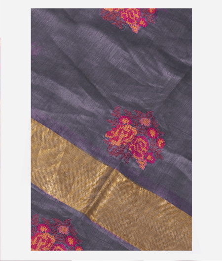 Grey Linen Embroidery Saree T220031-image