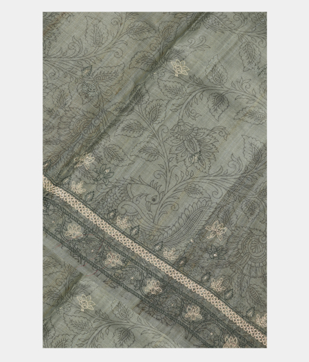 Light Green Tussar Embroidery Saree T216579-image