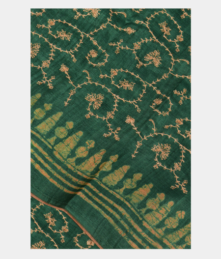 Green Tussar Embroidery Saree T221605-image