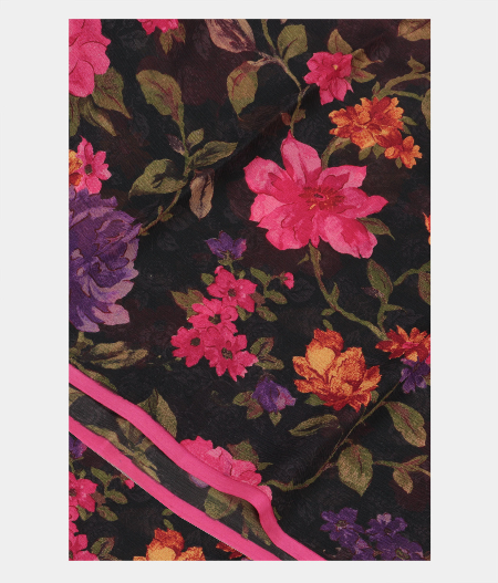 Black Chiffon Printed Silk Saree T224115-image