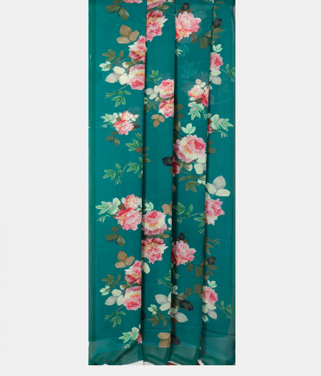 Green Georgette Printed Silk Saree T1893282