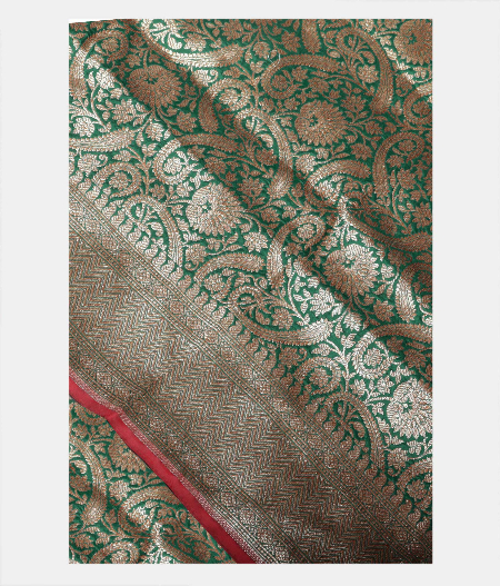 Bottle Green Banaras Silk Saree T225888-image