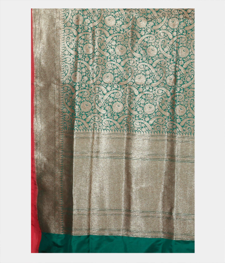 Bottle Green Banaras Silk Saree T2258884
