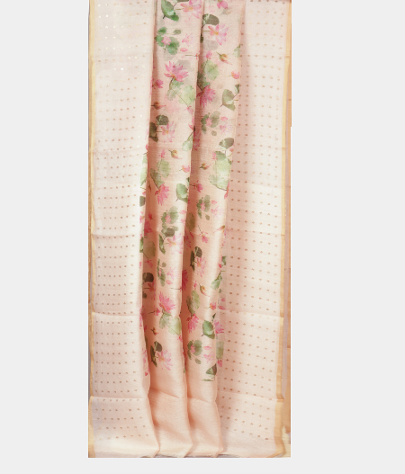 Peach Kora Organza Saree T2255802