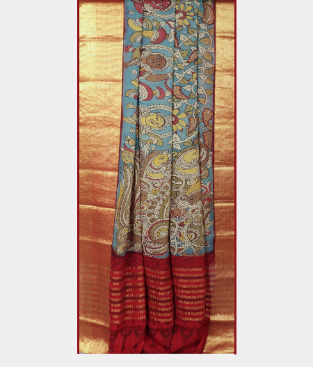 Light Blue Georgette Silk Saree T2220502