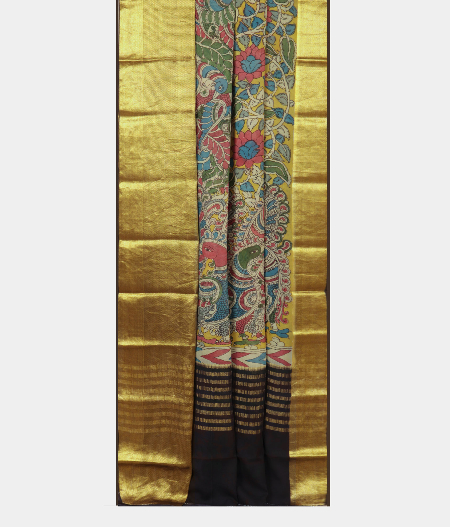 Green and Yellow Georgette Silk Saree T2220532