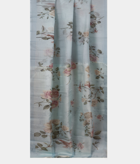 Blue Kora Organza Printed Saree T2239443