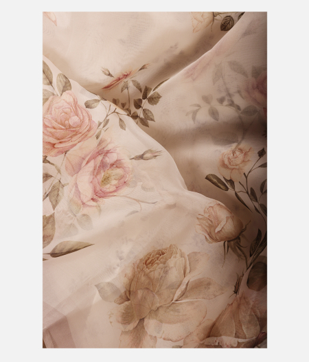 White Kora Organza Printed Saree T2239482