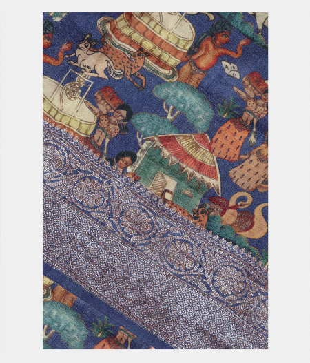 Blue Tussar Printed Saree T219748-image