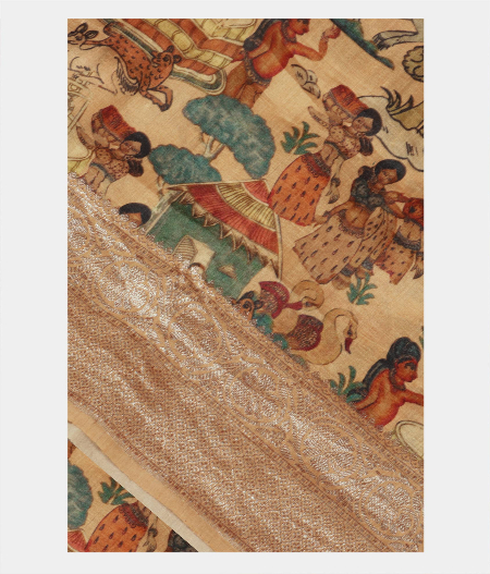 Beige Tussar Printed Saree T219745-image