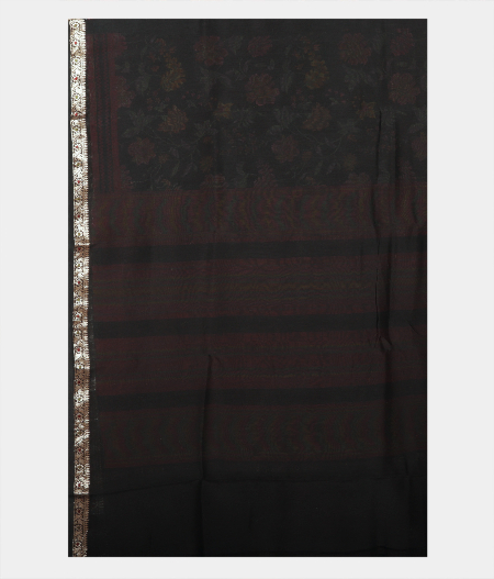 Black Egyptian Printed Cotton Saree T2261743