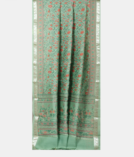 Light Green Egyptian Printed Cotton Saree T2261672