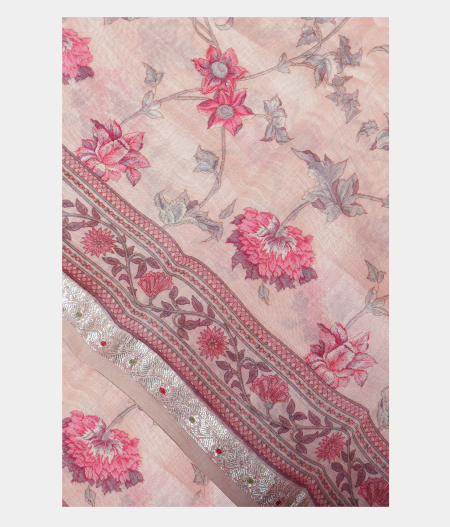 Pink Egyptian Printed Cotton Saree T226168-image