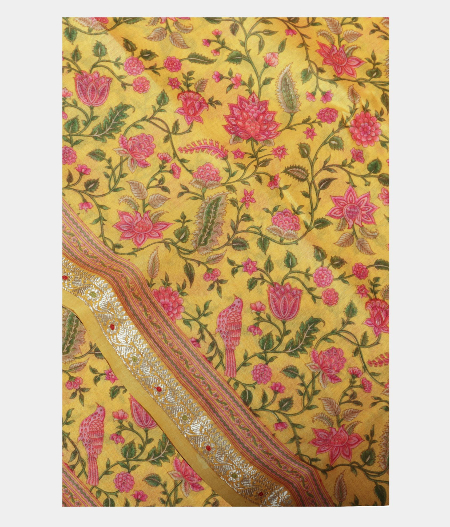 Yellow Egyptian Printed Cotton Printed Saree T226172-image