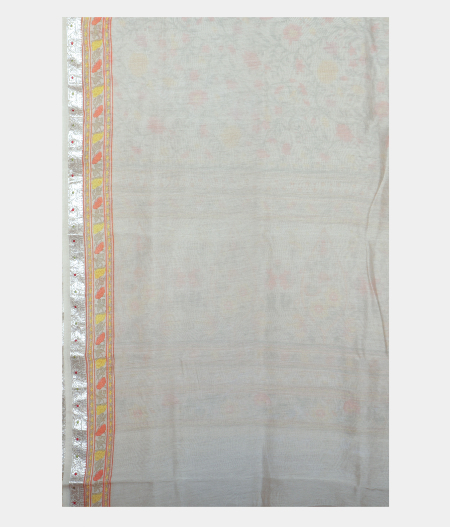 Light Beige Egyptian Printed Cotton Printed Saree T2261733