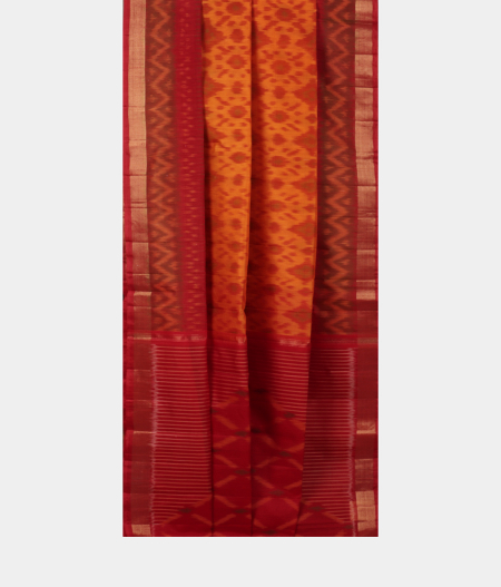 Orange Pochampalli Silk Cotton Saree T2222582
