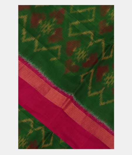 Green Pochampalli Silk Cotton Saree T222218-image