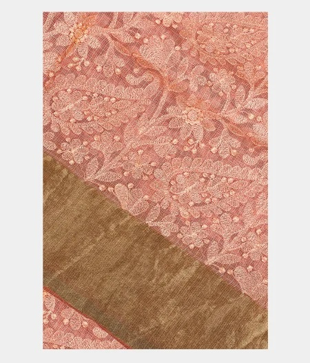 Peach Silk Kota Embroidery Saree T205582-image