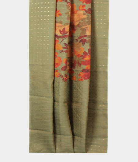 Green Tussar Printed Saree T2254022