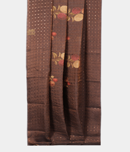 Black Tussar Printed Saree T2254052