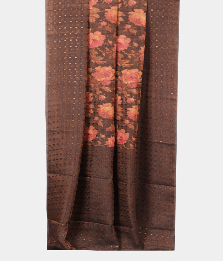 Black Tussar Printed Saree T2254062