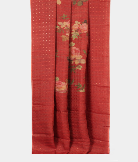 Red Tussar Printed Saree T2254172