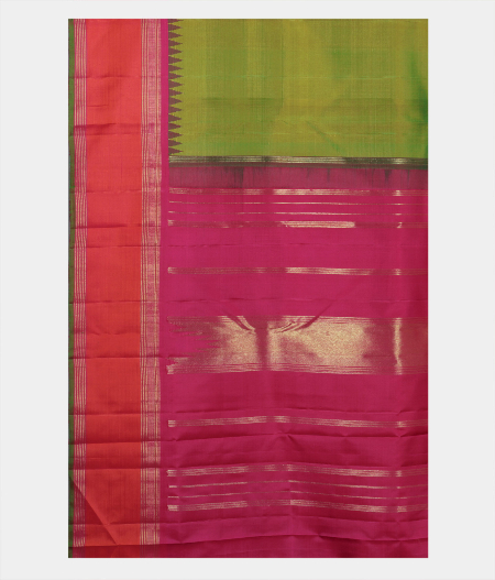 Yellowish Green  Handwoven Kanjivaram Silk Saree T2223954