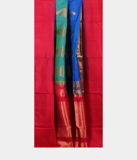 Blue and Peacock Green Soft Silk Saree T2005812