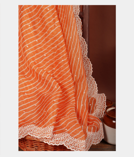 Orange Kora Organza Printed Saree T224745-image