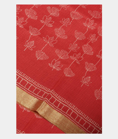 Red Kota Cotton Saree T217716-image