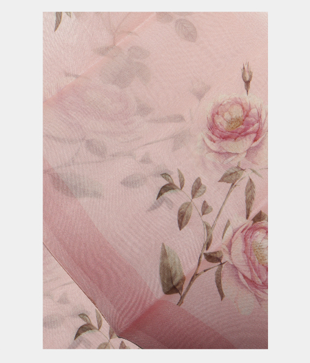 Light Pink Kora Organza Printed Saree T216397-image