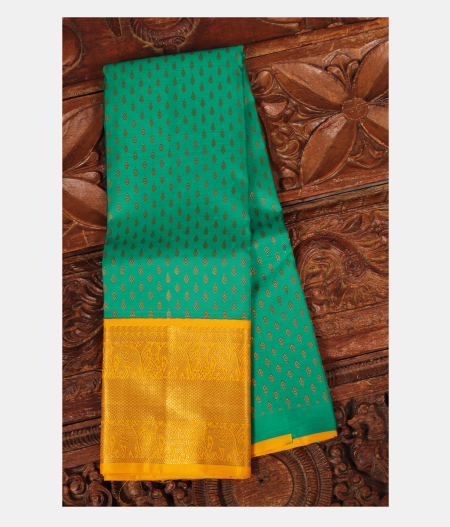 Green Handwoven Kanjivaram Silk Kids Pavadai T158739-image