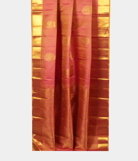 Pinkish Yellow Handwoven Kanjivaram Silk Saree T2253352