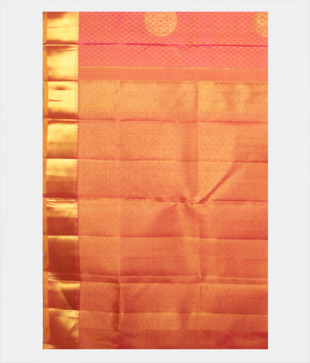 Pinkish Yellow Handwoven Kanjivaram Silk Saree T2253354