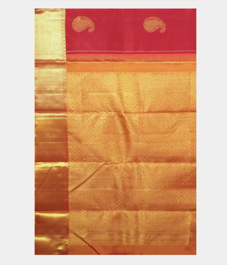 Rust Handwoven Kanjivaram Silk Saree T1927334