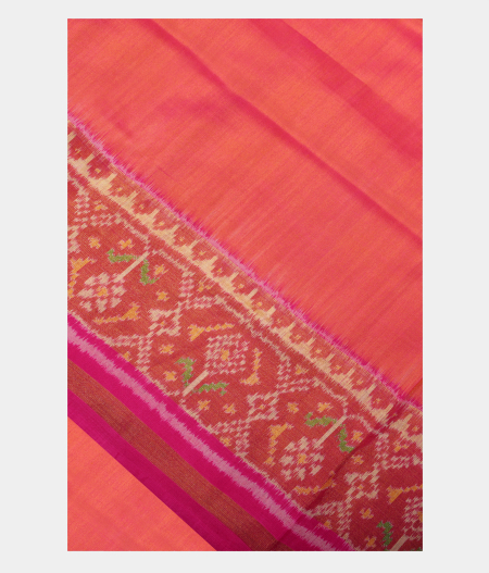 Orangish Pink Patola Silk Saree LJ8685-image