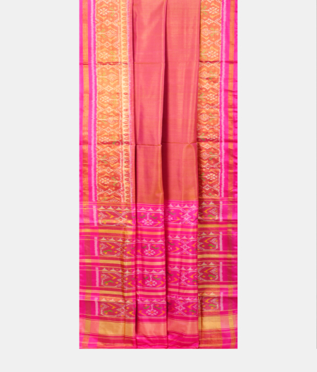 Orangish Pink Patola Silk Saree LJ86852