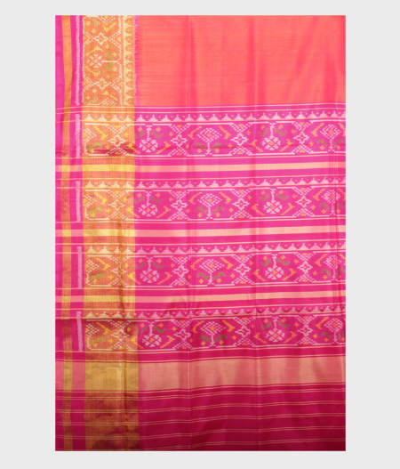 Orangish Pink Patola Silk Saree LJ86854