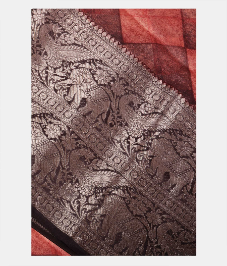 Rust Soft Printed Cotton Saree T224764-image