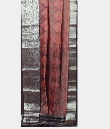 Rust Soft Printed Cotton Saree T2247642