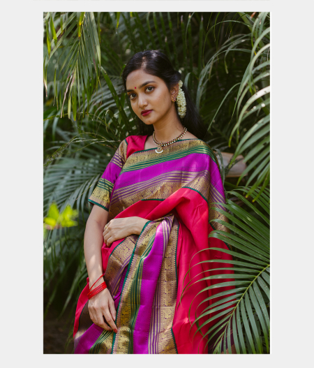 Cherry Red Handwoven Kanjivaram Silk Saree T2138382