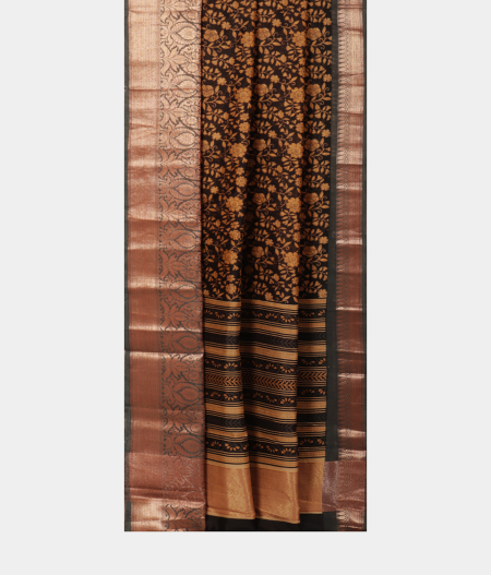 Black Soft Printed Cotton Saree T1295212