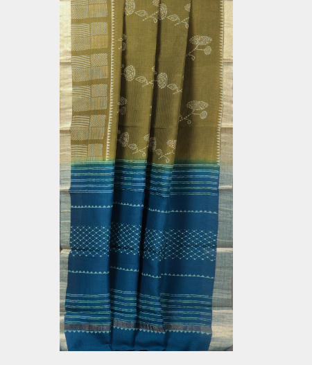 Olive Green Kota Cotton Saree T2177042