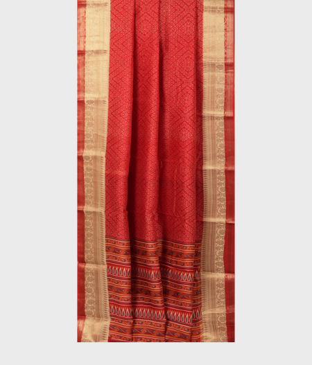 Red Soft Printed Cotton Saree T1849382