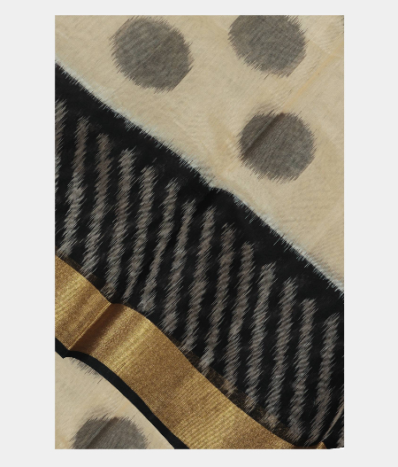 Beige Pochampalli Silk Cotton Saree T217420-image