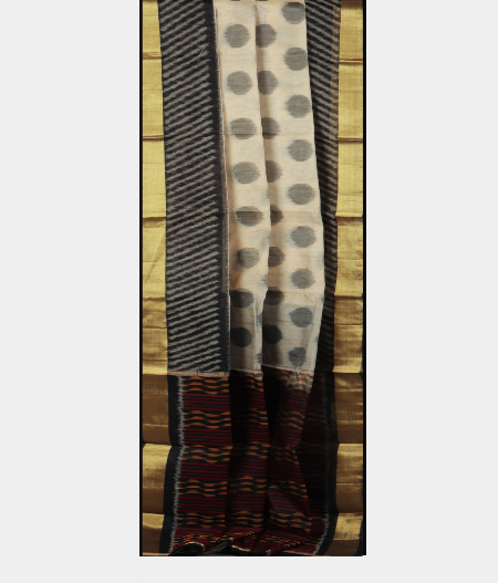 Beige Pochampalli Silk Cotton Saree T2174202